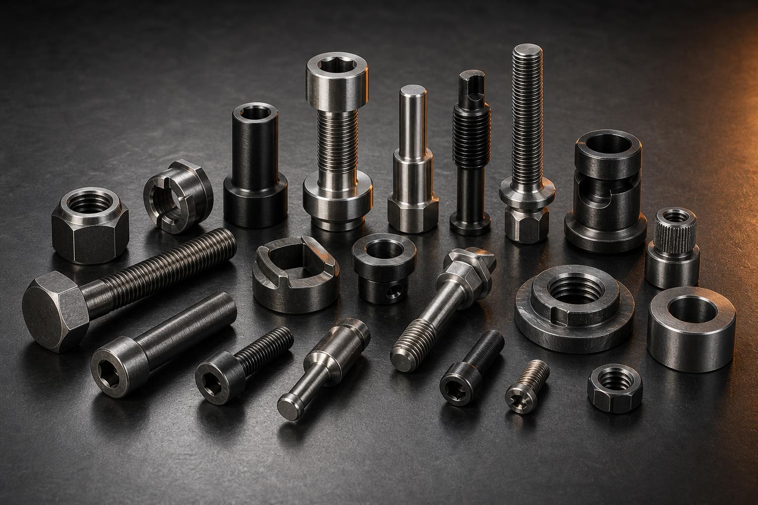 Assorted custom fasteners and machined threaded parts