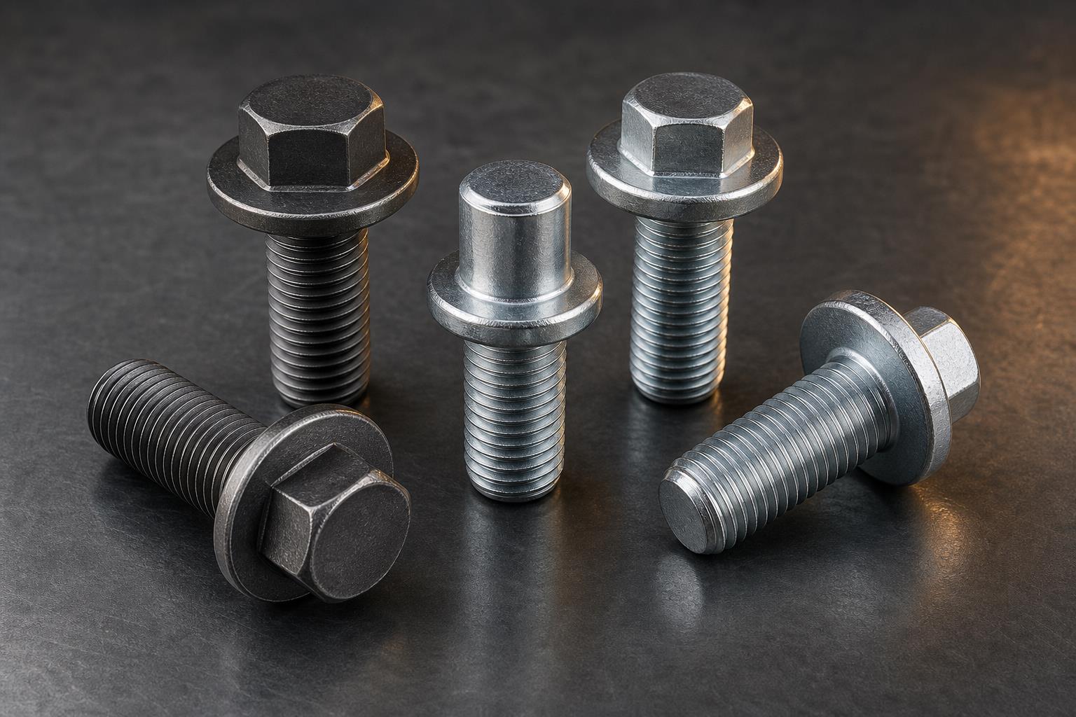 Flange bolts with machined heads and threaded shafts